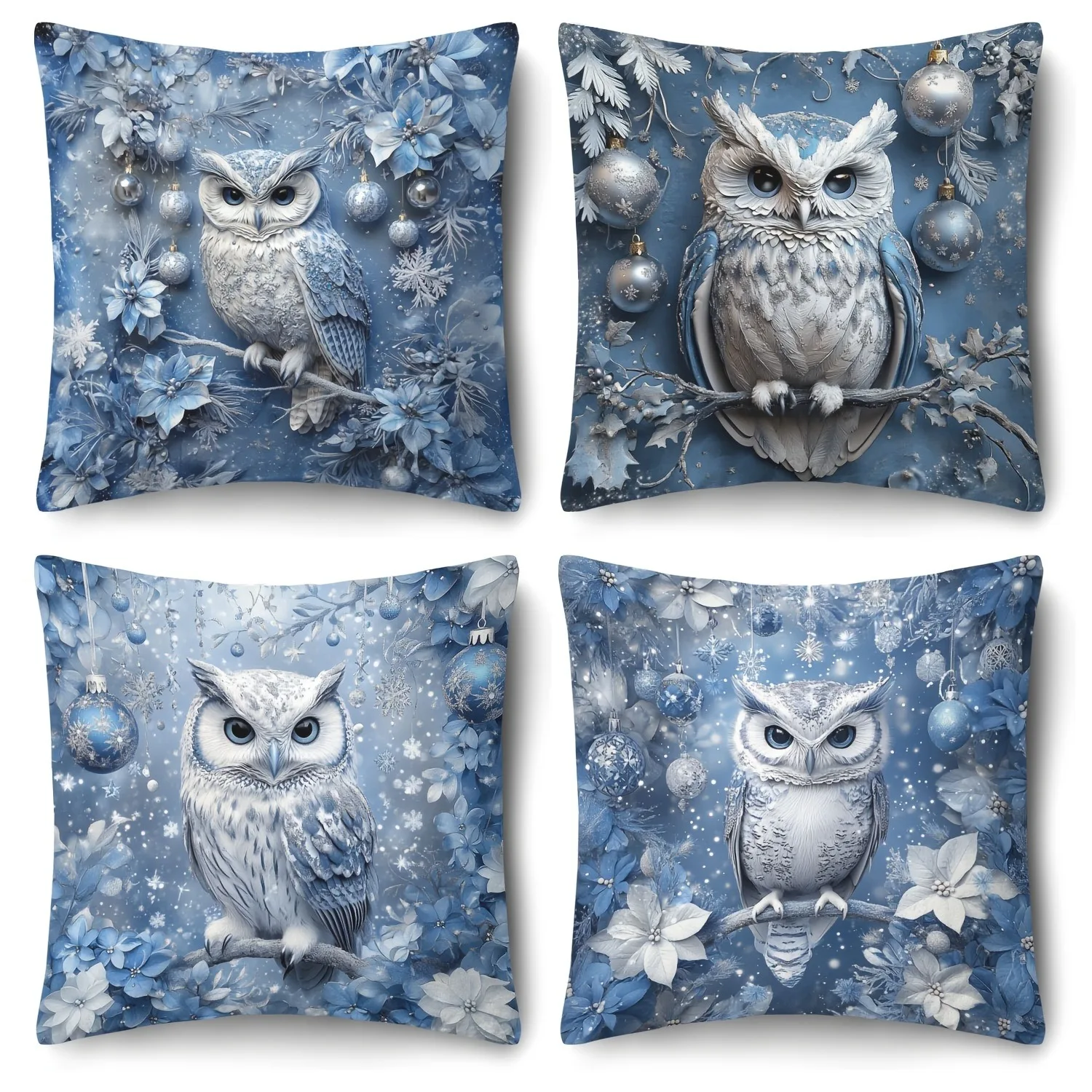 

Snowy Owl Dreamy PillowcasesBedroom Living Room Sofa Home Decor Polyester Cushion Cover with Zipper