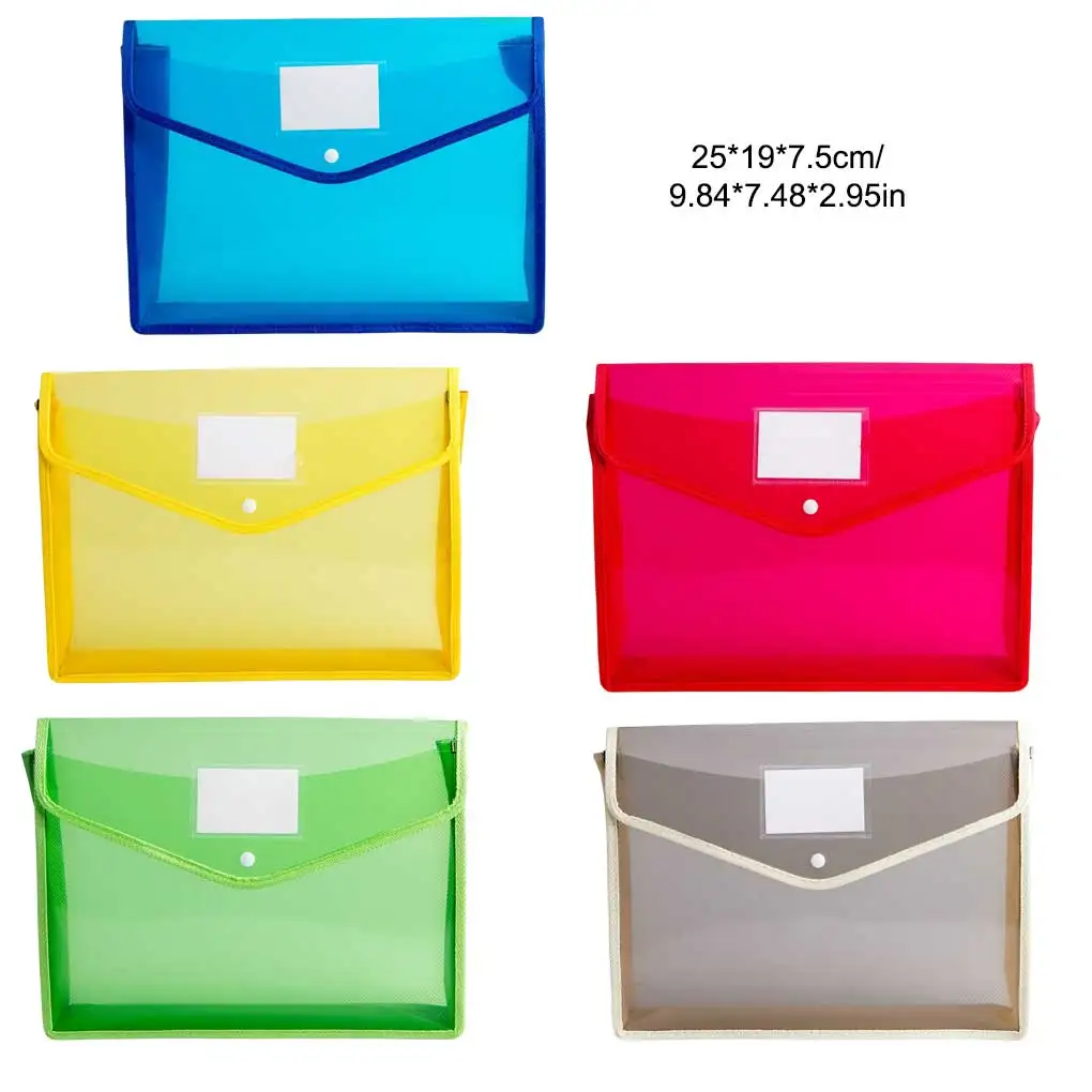 B5 Plastic Envelopes Document File Folders Snap Closure Pouch Bag School
