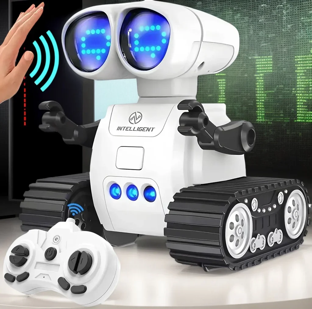

TOY Life Rechargeable RC Robot - LED Eyes Music Walkie Talkie Remote Control Toy for Kids Toddler Gift