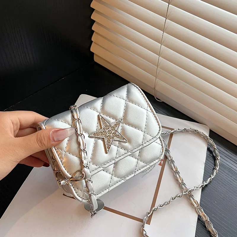 Mini Rhombus Chain Small Square Bag Fashion Small Fragrant Wind Star Diamond One Shoulder Crossbody Red Packet