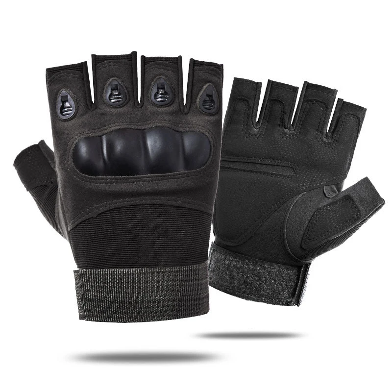 Taktische harte Knöchel Halb finger handschuhe Männer Kampf jagd Schießen Airsoft Paintball Pflicht finger los