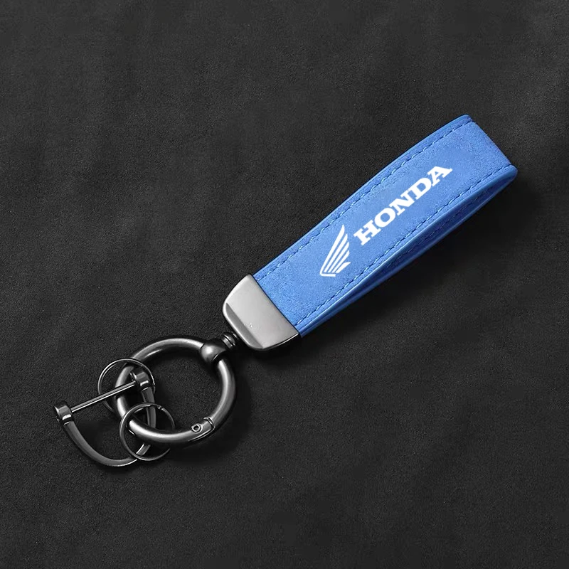 Suede Car Logo Keychain For Honda Civic FIT Accord Prelude CRV 5th City CRZ CRX Jazz HRV Horseshoe Buckle Key Ring Sticker view 6