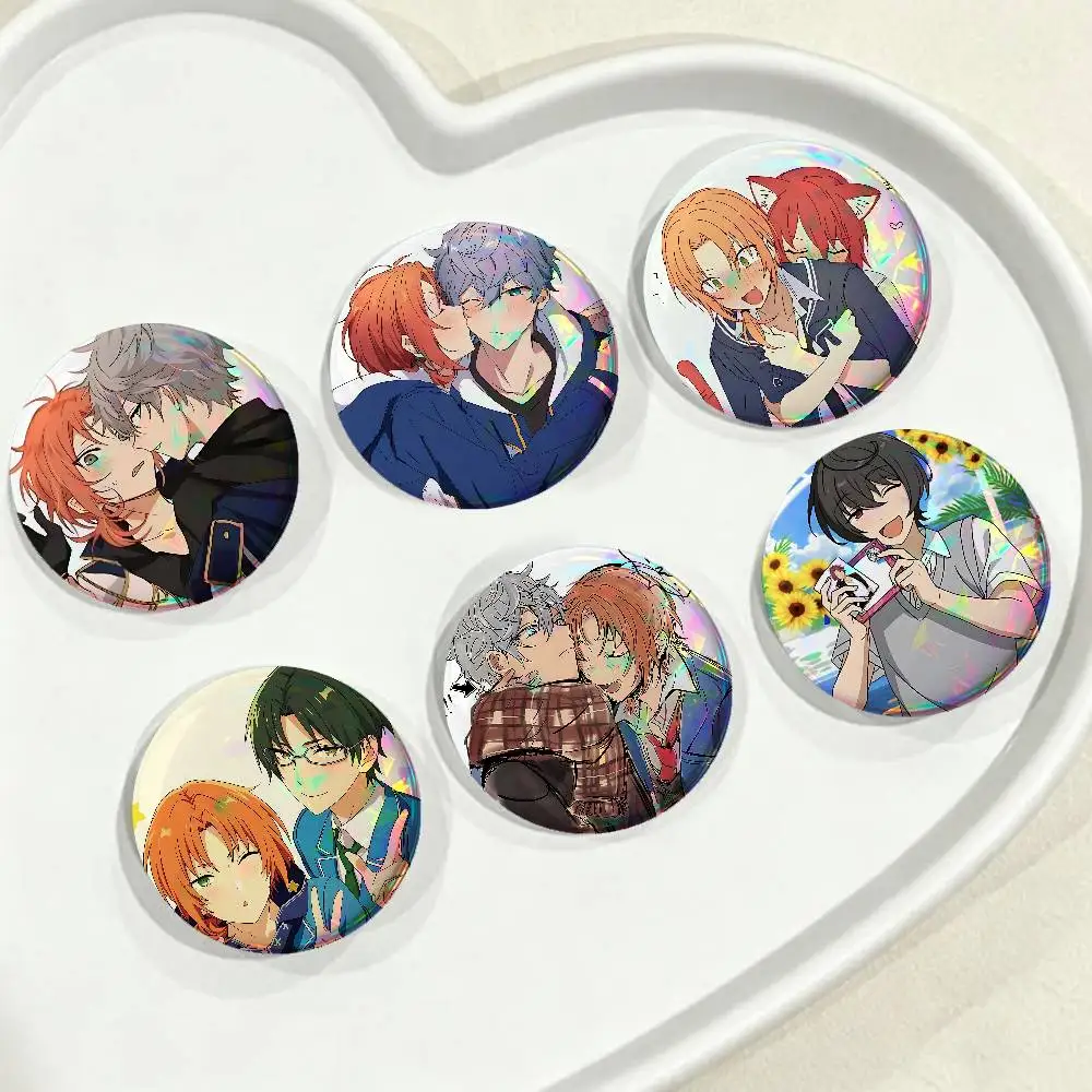 E-Ensemble Stars Leo Nazuna Nito Hinata For Badge Custom Laser Hologram Enamel Metal Lapel Brooch For Clothes Bag Accessory Gift
