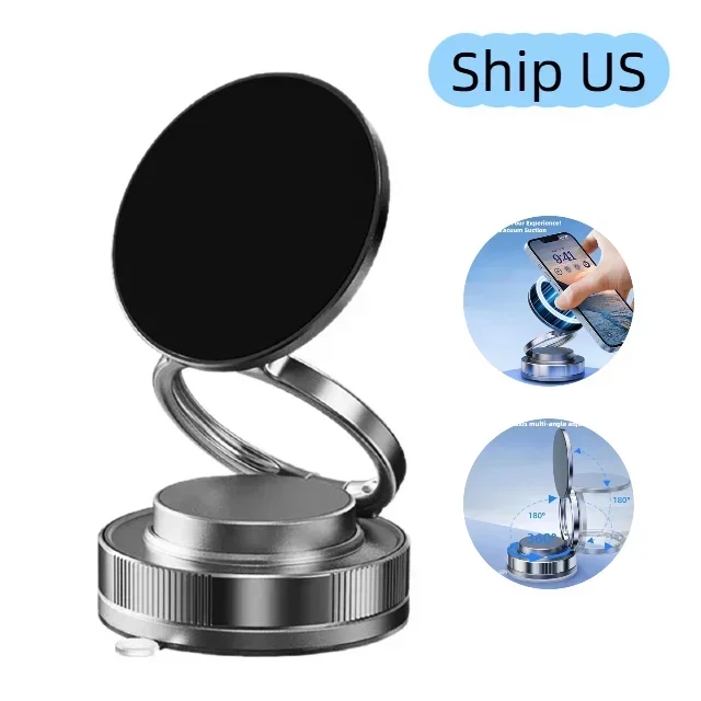 

Foldable Alloy 360° MagSafe Holder! Vacuum Suction Cup Stand - Perfect Match for Car & Desktop