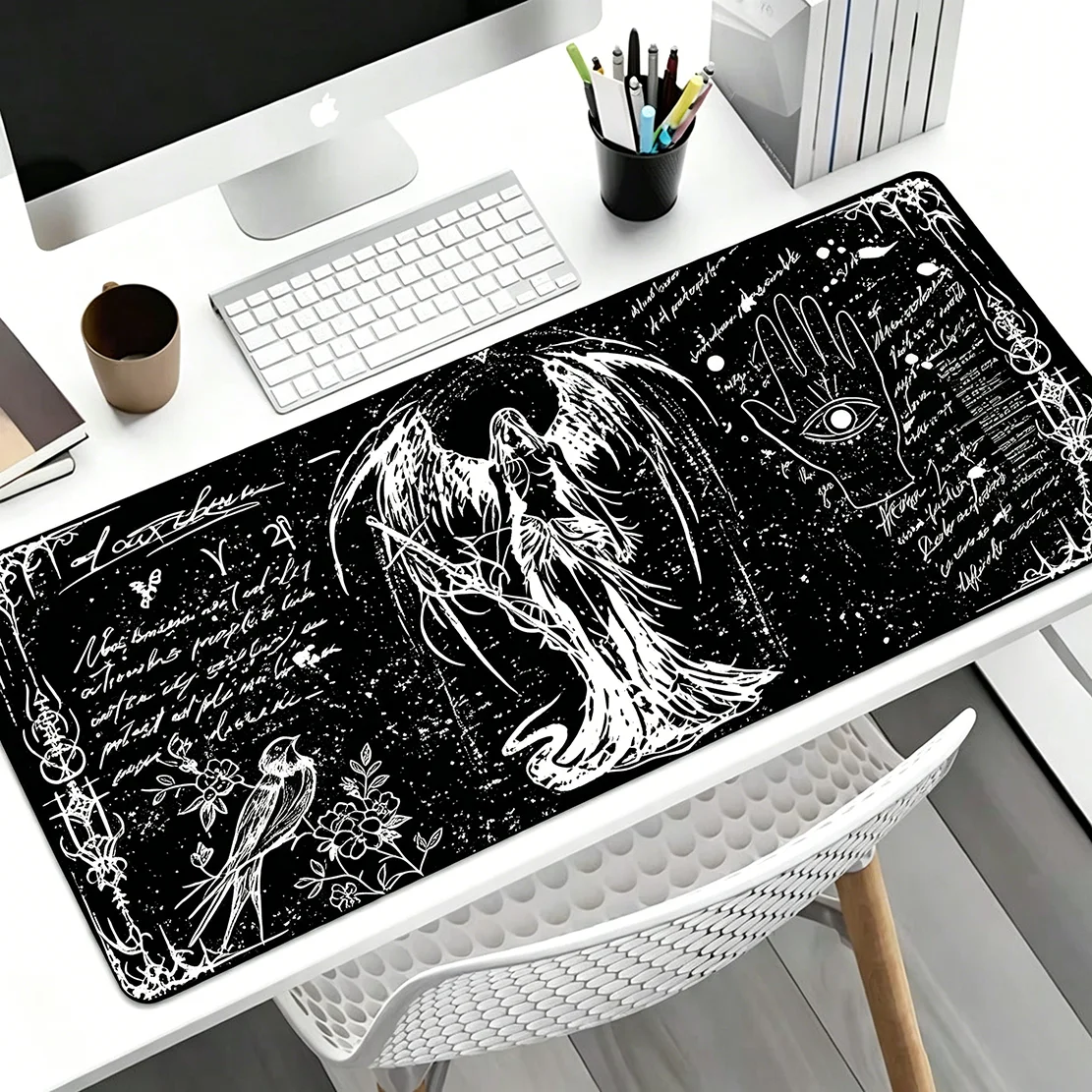 Angel Wings Cool Gothic Style Goddess Y2K Cool Mouse Pad Keyboard Mousepad Gaming Esports User Desk Mat Rubber Protector Office