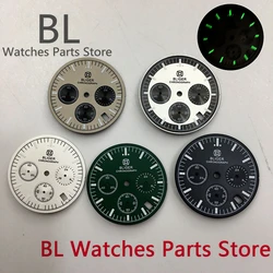 BL 31.5mm Speed Chronograph Watch Dial For VK63 Quartz Movement Green Luminous Modified Watches Accessories Suitable 40mm Case