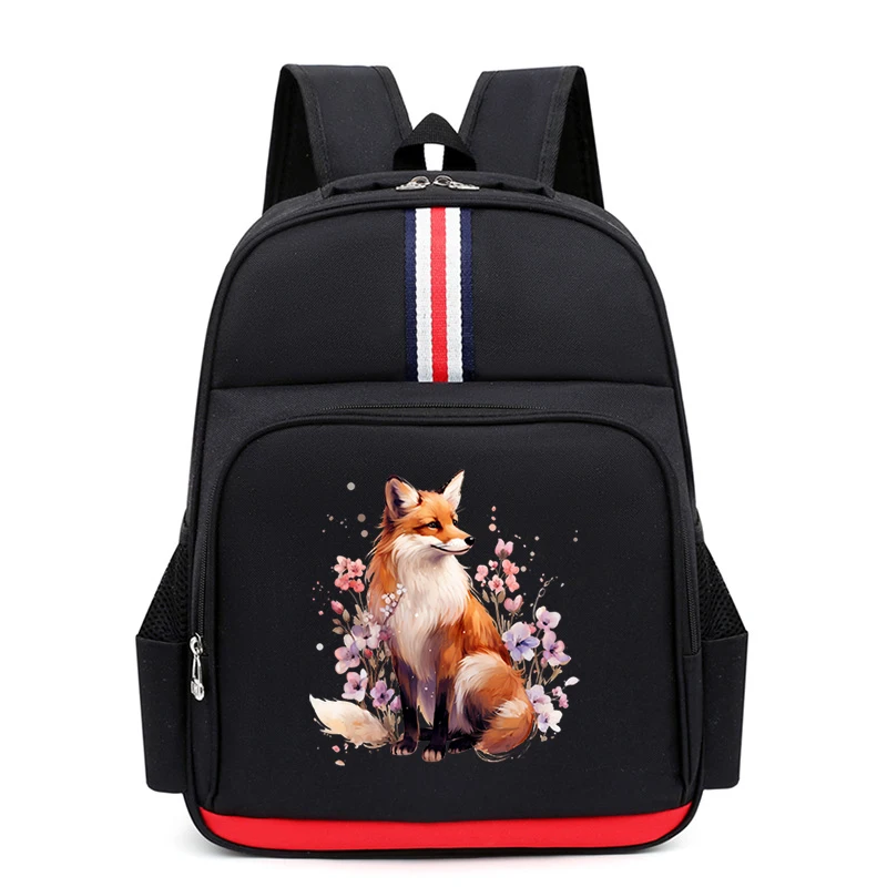 Fox with Flowers Print Kids Backpack Rucksack Kindergarten Anime Cartoon Schoo Bags Back To School Children Bookbag Mochilas