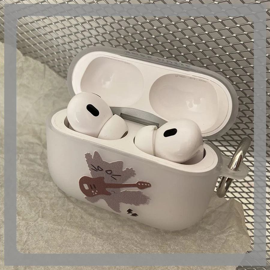 Rock Music Airpods Case for Airpods 1 2 3 Pro Pro2 2022 Rock Cat Soft Earphone Air Pods Covers Anime Cartoon Funda Couque