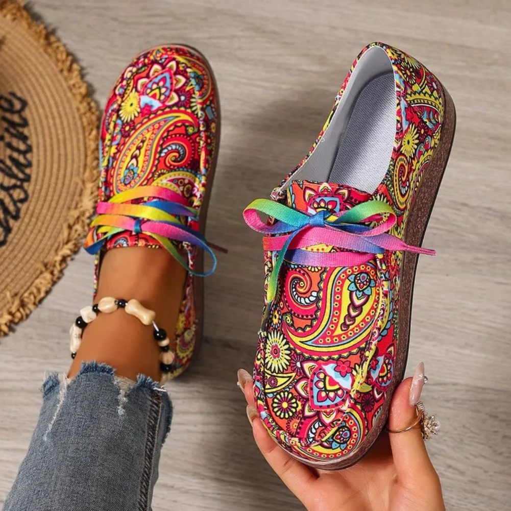 2026 Bestseller Neue Modische Damen-Sneaker mit Schnürung, Bedruckte Damen-Flats, Outdoor-Freizeitschuhe für Damen, Zapatos De Mujer – Detail 15