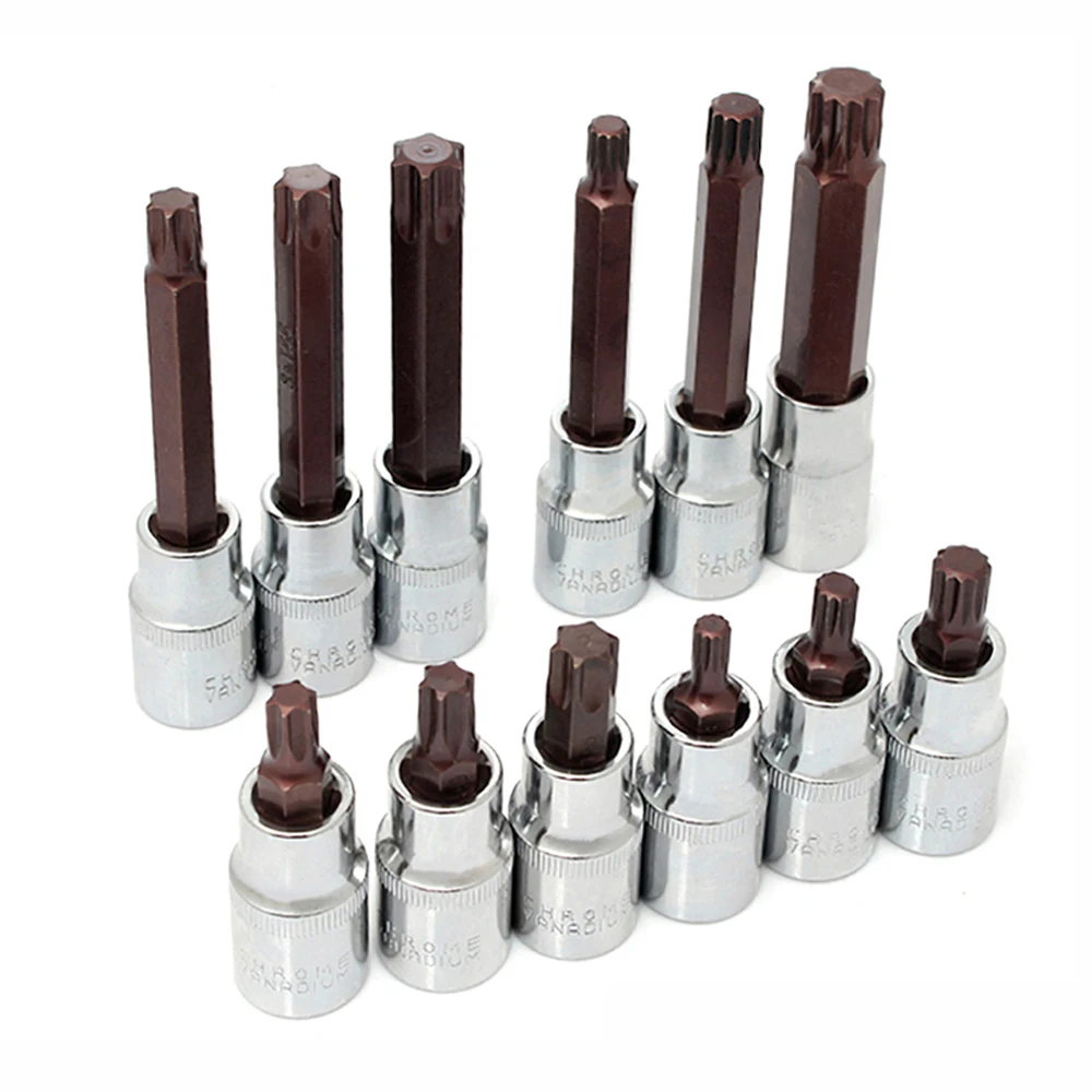 1/2 S2 Drive Hex Socket Bit Length 55/100mm Screwdriver Bits Hand Tools M5 M6 M8 M10 M12 M14 M16 M18 Sockets Hand Tools