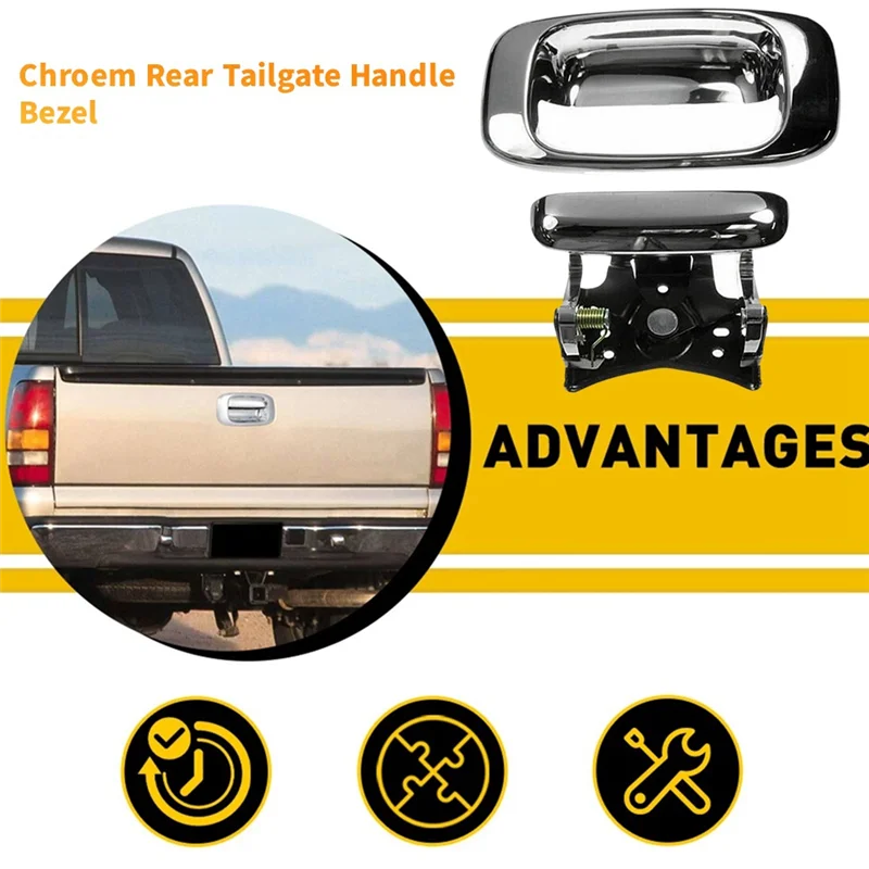 

Chrome Rear Tailgate Handle Bezel Set In Chrome For Chevy Silverado GMC Sierra 1999-2006 15997911 15228539 15228541 15228540
