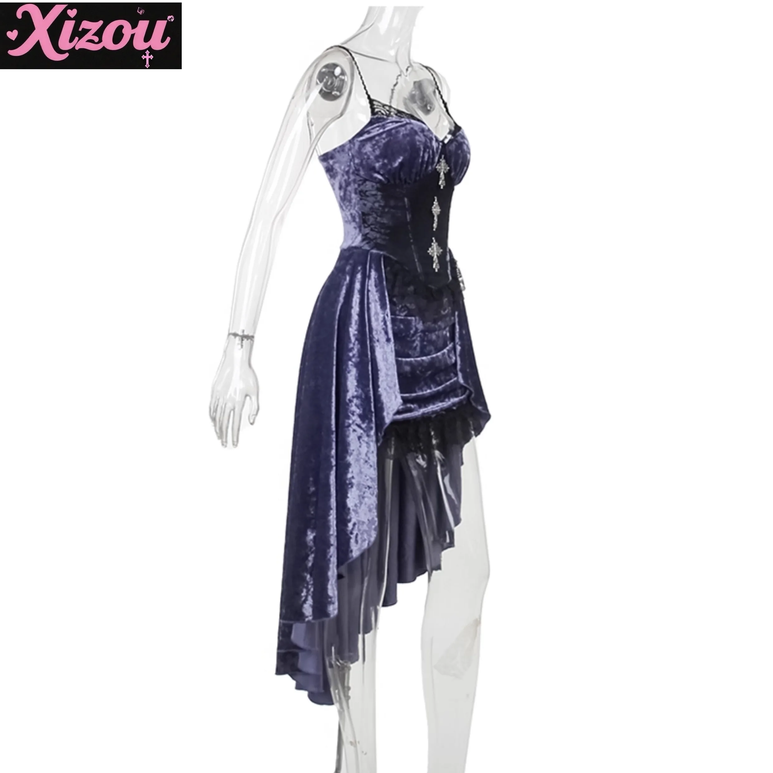 

Autumn Vintage Court Personality dark goth lolita purple dress ladies costumes lolita girdle trailing skirt hottie skirt women