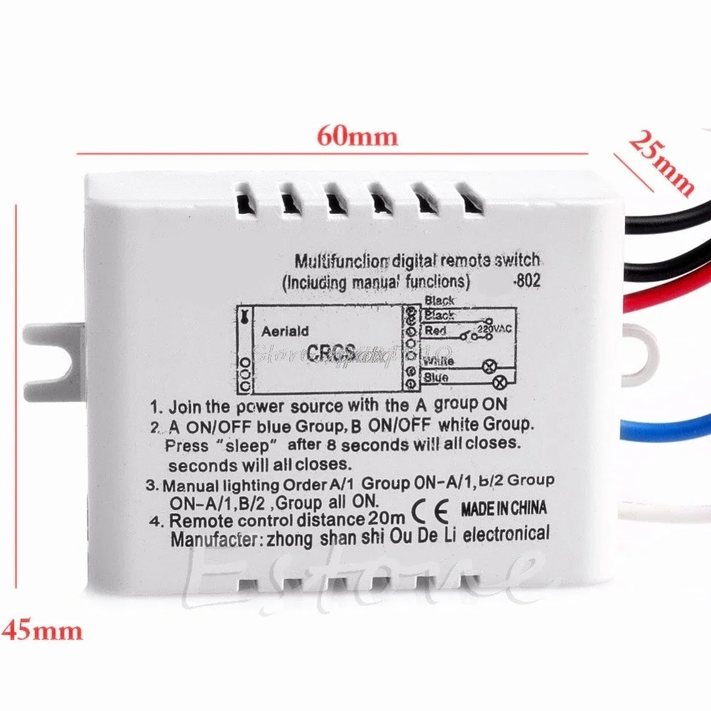 Wireless 3 Channel ON/OFF Lamp Remote Control Switch Receiver Transmitter Whosale&Dropship