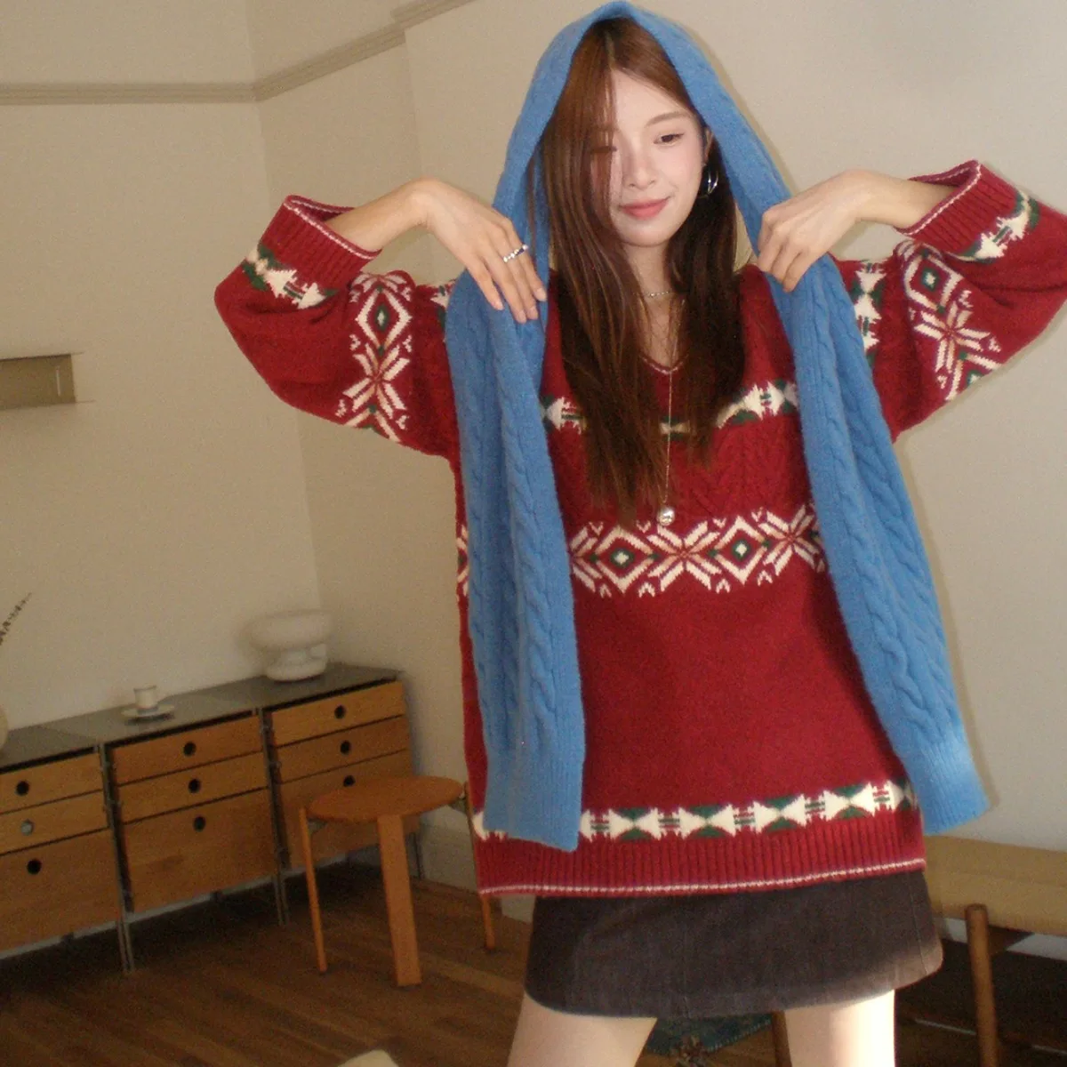 Tricot ample v-ne Cisas Aosphere pour femme, pull paresseux, hiver et automne, effet amincissant, haut pour dames