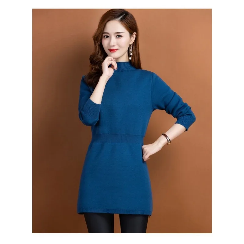 

Thick Velvet Mid-length Sweater Women's Bottoming Shirt Autumn And Winter Slim Women's Sweater Skirt