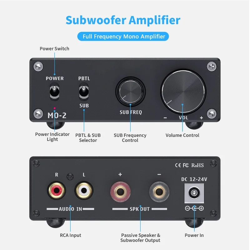 M02 subwoofer amplifier 100W with full frequency switchable power amplifier