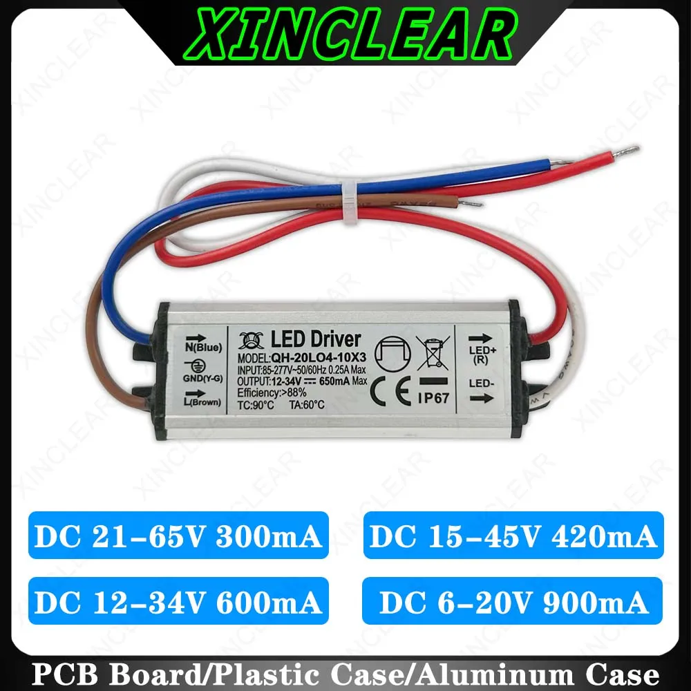 LED Driver 7W 10W 12W 15W 18W 20W Power Supply DC 21-65V 15-45V 12-34V 6-20V 900mA 600mA 420mA 300mA Lighting Transformers