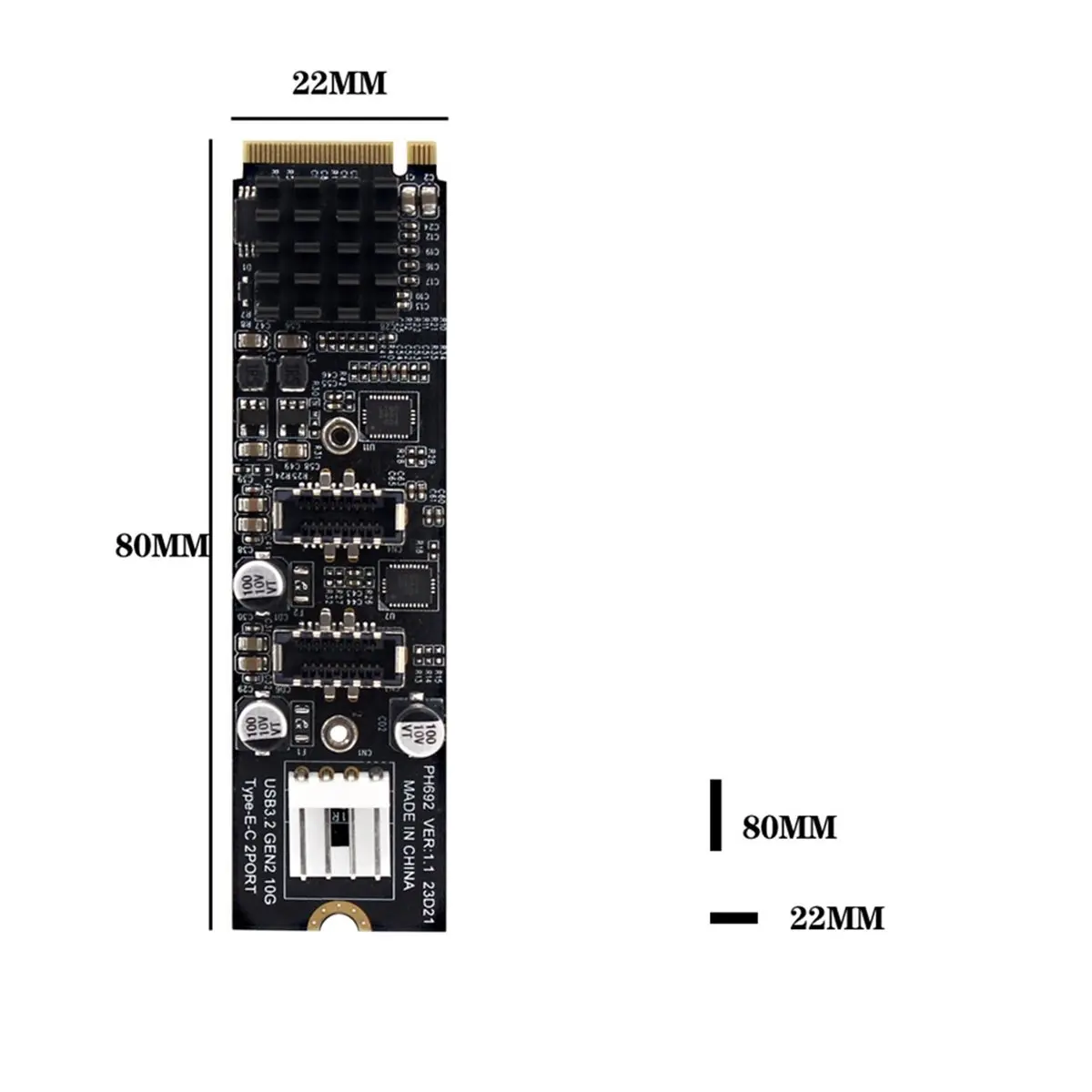 NEW FACTORY~10Gbps Dual Type E USB 3.1 Front Panel Socket to NVME NGFF M-Key Express Card Adapter for Motherboard