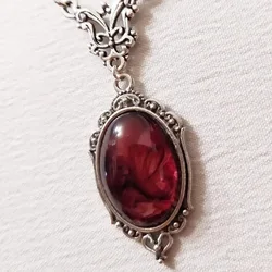 Gothic Blood Red Quartz Charm Necklace Butterfly Necklace For Women Vampire Embossed Witch Jewelry Accessories