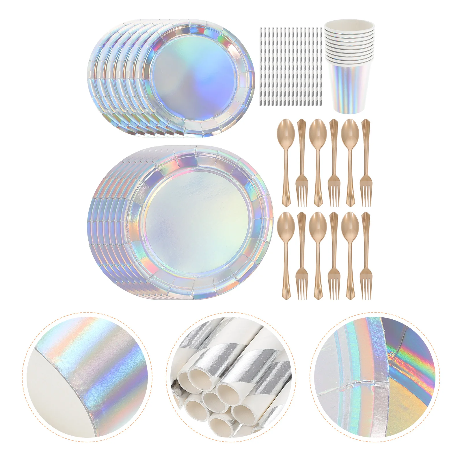 

1Set Party Paper Plates Cups Disposable Cutlery Straws Forks Spoons Knives Set Paper Plates and Cups Disposable Straws