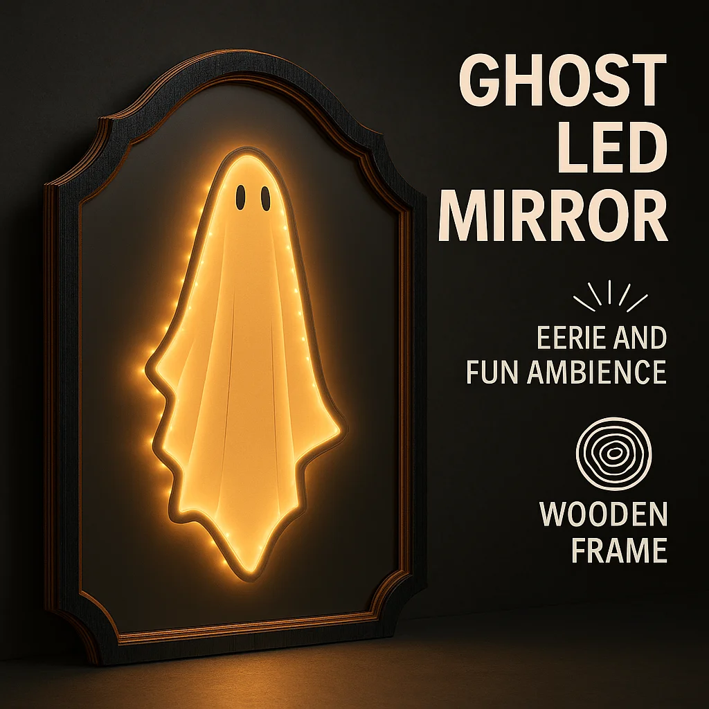 

Halloween Ghost Hologram Mirror Scary Illusion LED Wall Decoration Haunted House Spooky Prank Ornament