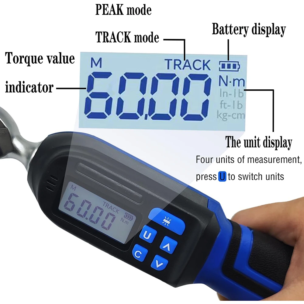 مفتاح عزم الدوران الرقمي 1/4 بوصة (1.11-22.13Ft.lb/1.5-30N.m)، مجموعة مفاتيح عزم الدوران الإلكترونية مع مصباح LED دقيق إلى ±2% الجرس #4