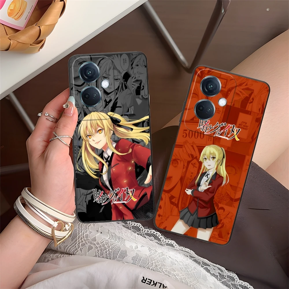 Kakegurui Mary Anime Mobile Cell Phone Case for OPPO Find X5 X3 X2 A93 Reno 8 7 Pro A74 A72 A53 Black Soft Phone Cover Shell