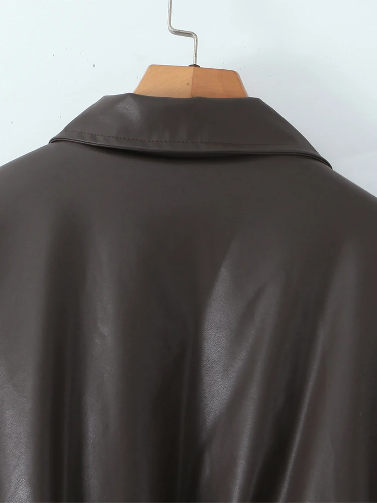 سترات Chu Sau Beauty 2025 للسيدات موضة جديدة عتيقة بياقة على شكل طية صدر وأكمام طويلة وجيوب على طراز الشارع معاطف أنيقة بسحّاب من البولي يوريثان #4