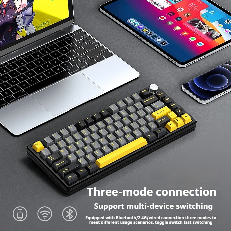 R83 Wireless 2.4g Bluetooth Tri-Mode Mechanical Keyboard Rgb Computer Office Backlit Wireless Keyboard Gaming Keyboard Gifts