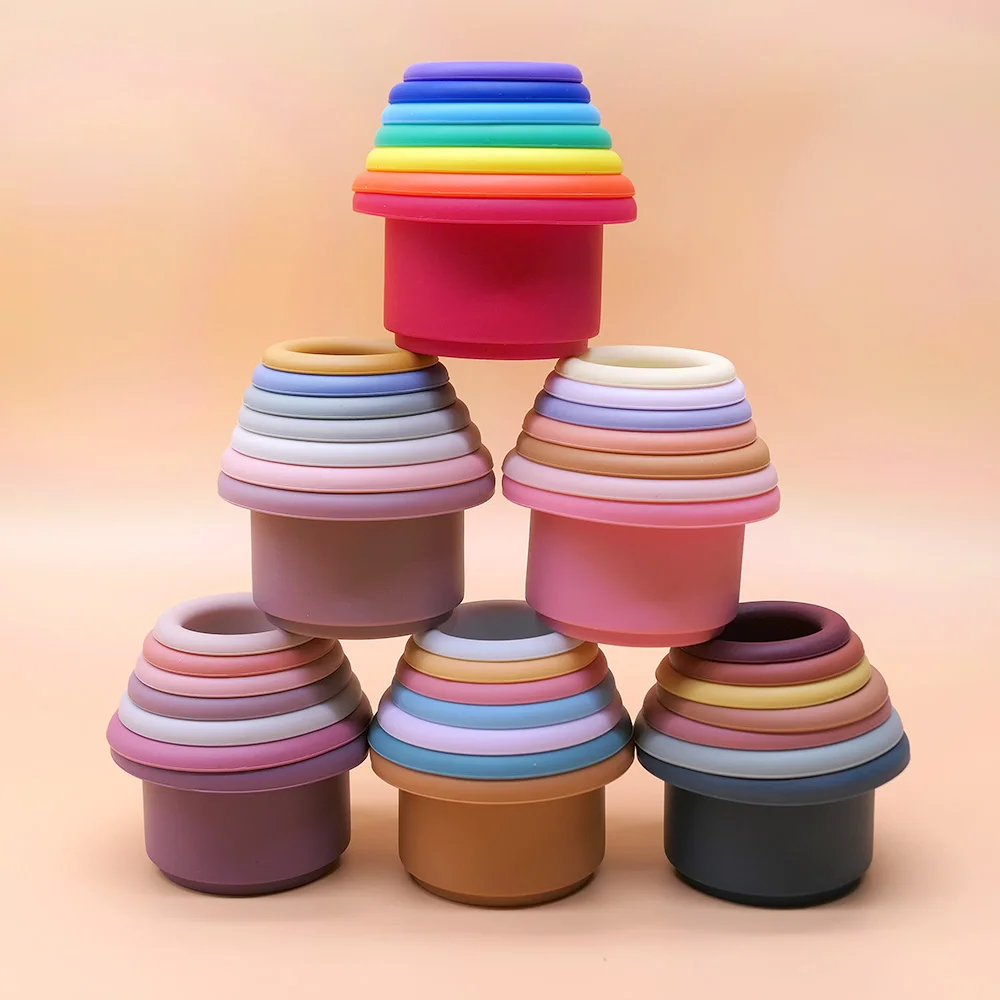 Kids Fun Number Letters Stacking Cup Baby Montessori Early Educational Sensory Puzzle Stack Speed Games Toys for Children Gifts