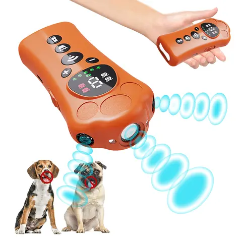 Outdoor Self-defense Handheld Electric Shock Dog Barking Control Device Ultrasonic Dog Repeller With LED Flashlight