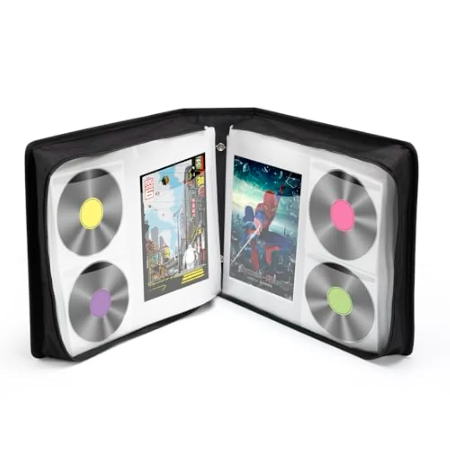 

DVD Case DVDs and 100 Booklets CD/Blu-ray Storage Binder Case with Booklet Inserts Media Organizer Holder Black Blu ray Wallet
