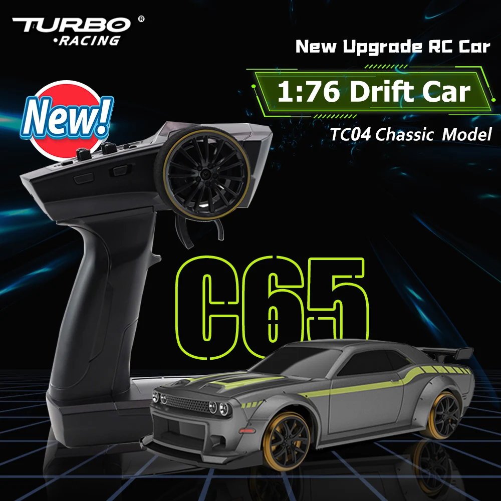 TURBO RACING C65 1:76 Drift RC Car TC04 Chassis Mode 2.4GHz Remote Control Toy RTR version Built-in Gyroscope For Kids /Adults 