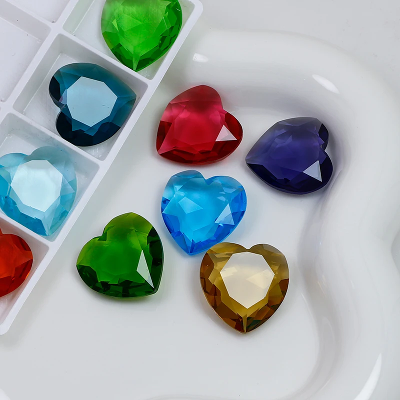 5pcs Opular Gems Big Size Heart Pointed Back Crystal Rhinestone K9 Glass Loose Gemstone Diamonds For DIY Jewelry Decoration 28mm