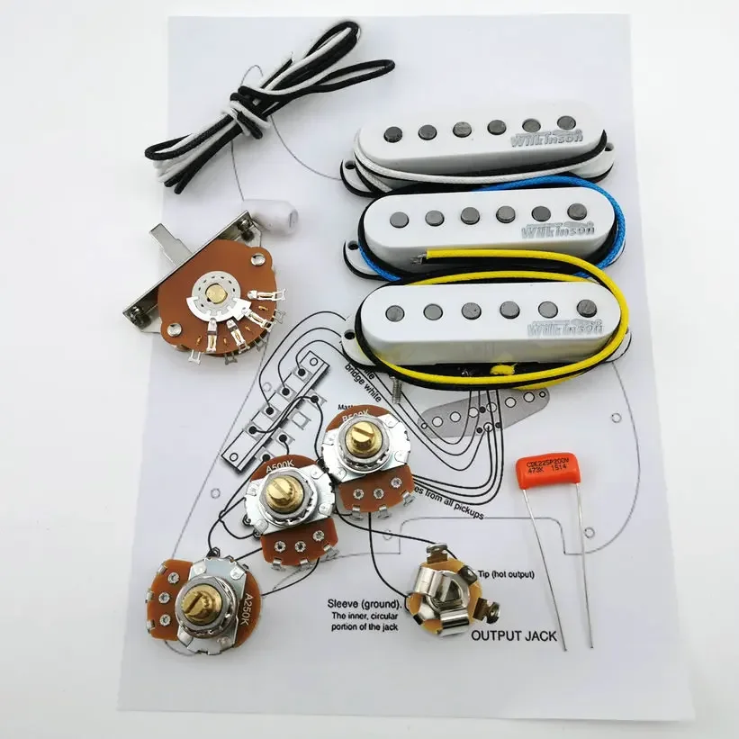 Wilkinson WVS 60's Alnico5 SSS Single Coil Guitar Pickups With ALPHA 250K Copper Shaft Wiring Kit For-Stra /1 Set