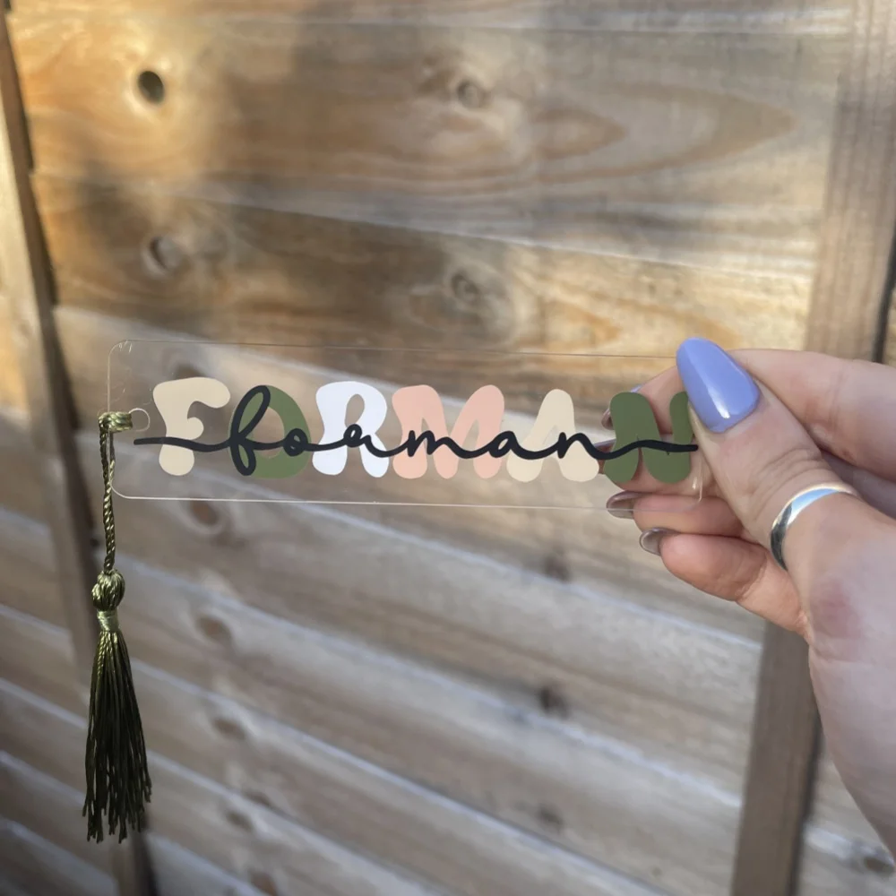 قطعة واحدة من الإشارة المرجعية PMMA المخصصة - اسم ونص محفور شخصي، تصميم شرابة بنمط متدفق، DIY، منقوش بالليزر، مثالي يوميًا