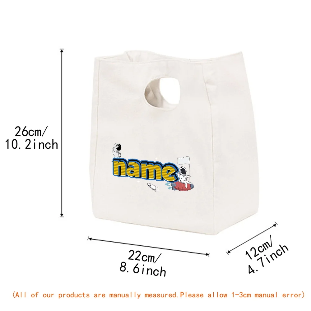 Customized Name Insulated Lunch Bag Canvas Environmentally Friendly Refrigerated Bag Picnic and Office Lunch Bag