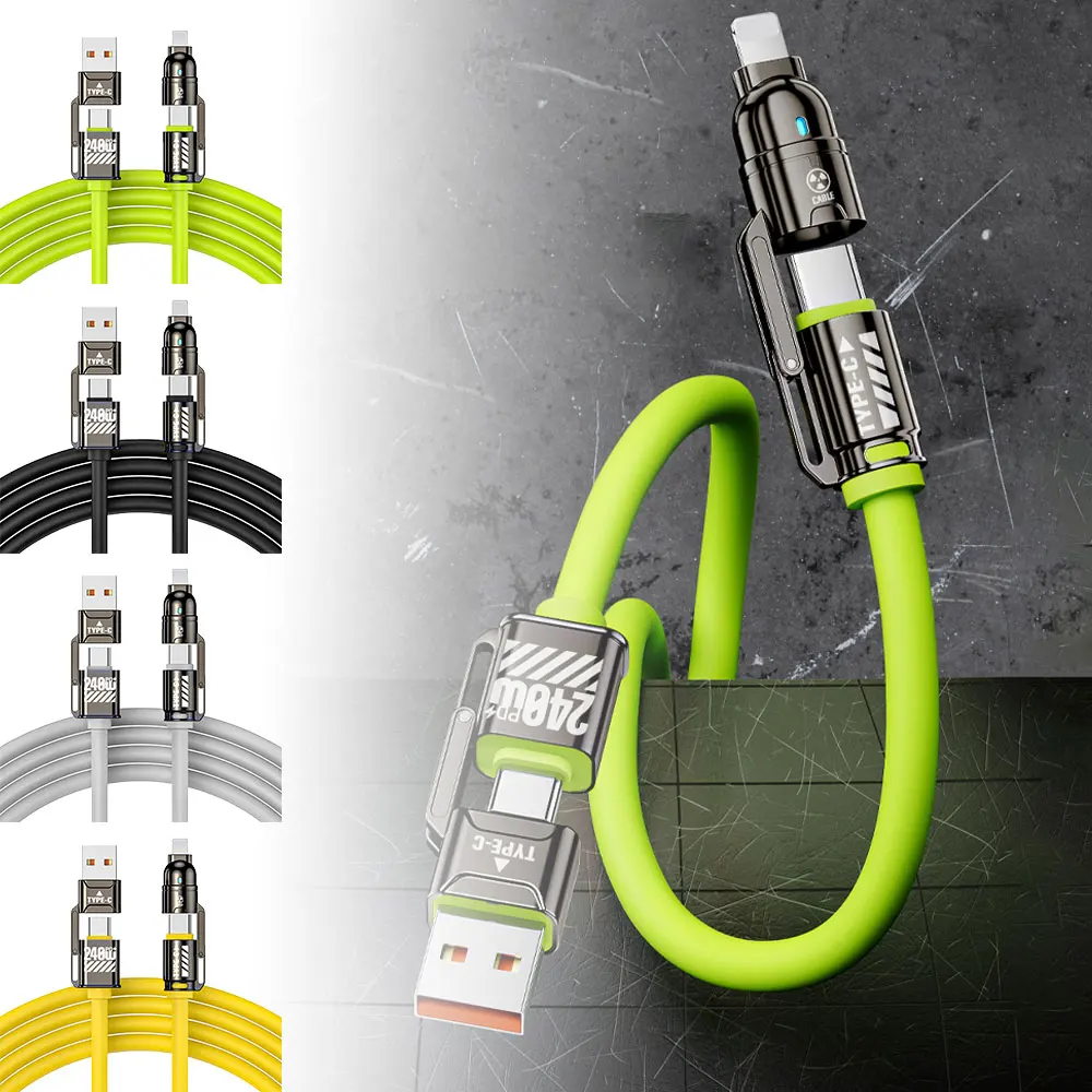 240W 4-in-1 Cable Super Fast Charging Multiple Functions for IPhone16 Pro Max IPad Notebook Tablet Mobile Phone Samsung