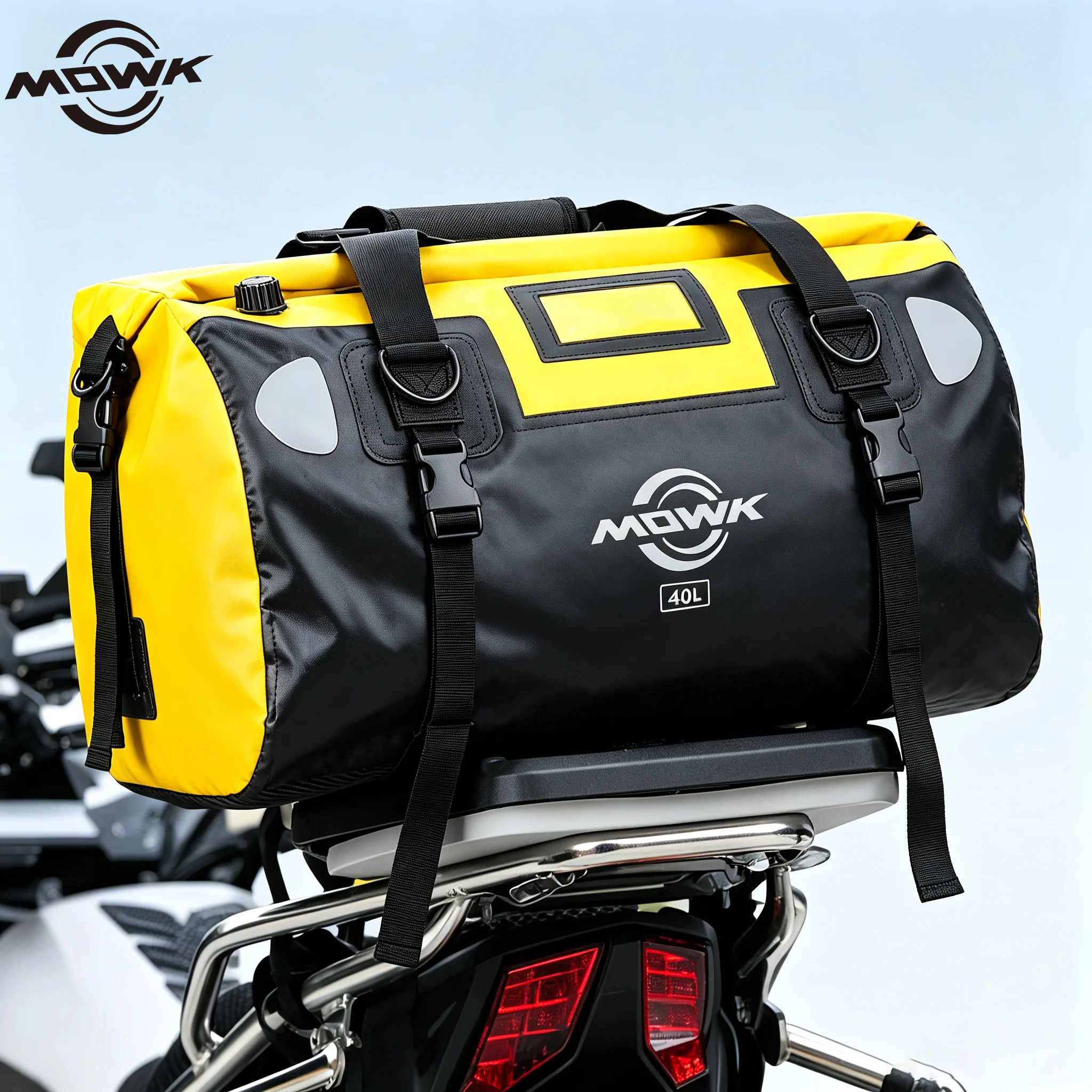 MOWK 40L 66L Waterproof Motorcycle Rear Seat Bag 500D PVC IPX6 Motorbike Tail Luggage Dry Bag for Long Distance Touring Travel