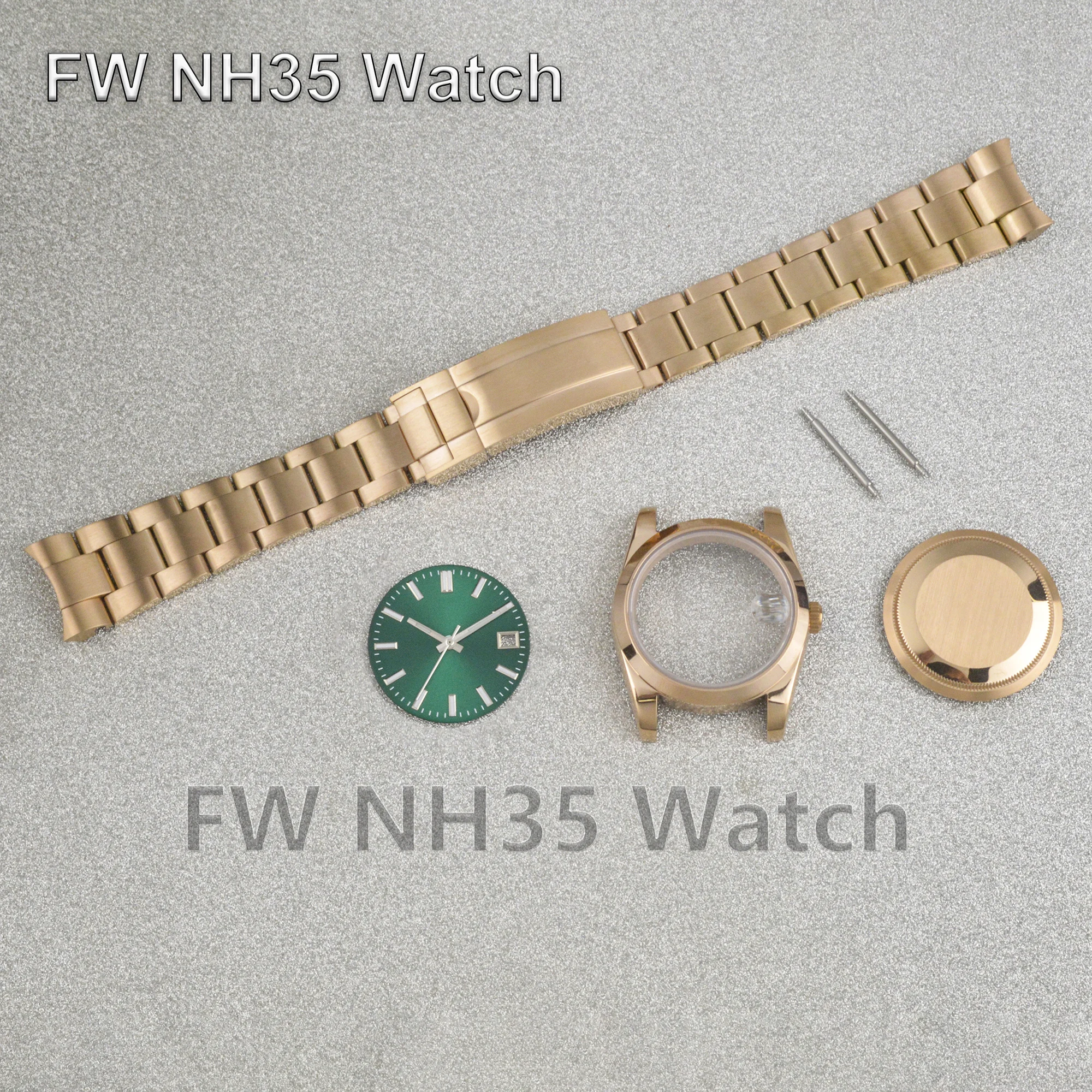 

36/39mm Case Water Resistant Rose Solid Stainless Steel Watch Case for Datejust Watches fit NH34/NH35/NH36 Mechanical Movement