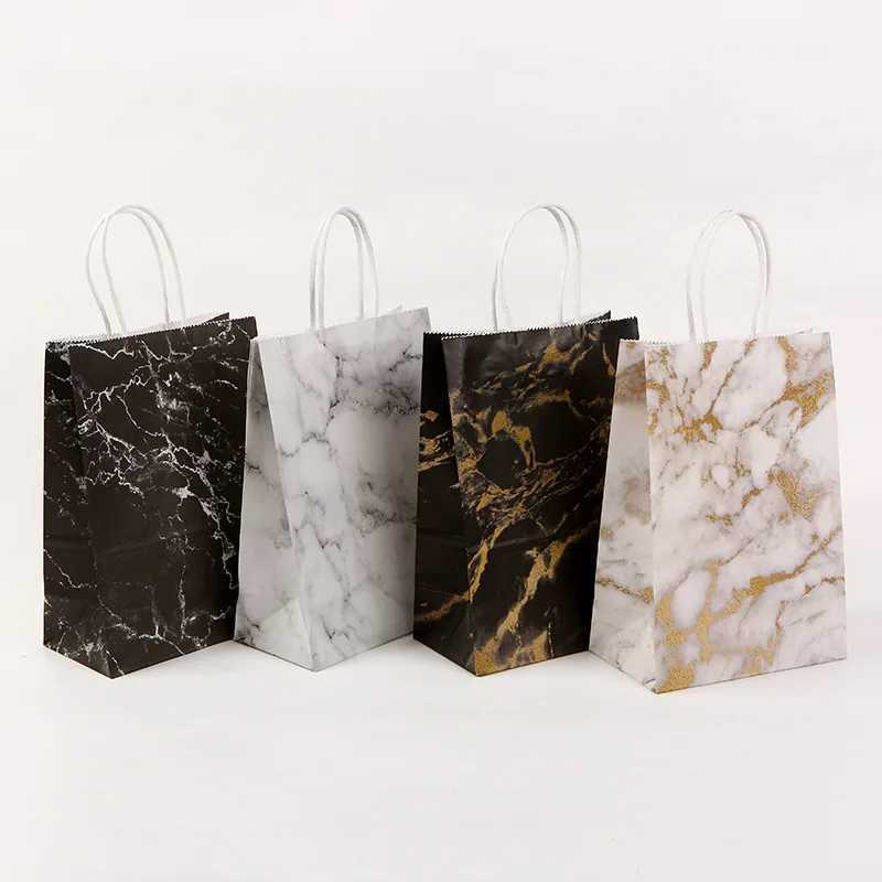 StoBag, Elegant Marble Pattern Paper Gift Bags, for Birthday, Party, Wedding Supplies, Reusable Paper, Packing Goodies, 12/30pcs