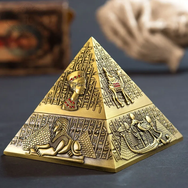 

European Egypt Pharaoh Metal Pyramid Ashtray Club Hotel KTV Home Furnishing Practical Decoration