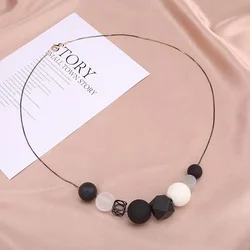Simple Geometric Acrylic Beaded Sweater Chain Necklace,Adjustable Link Fashion Women Collares