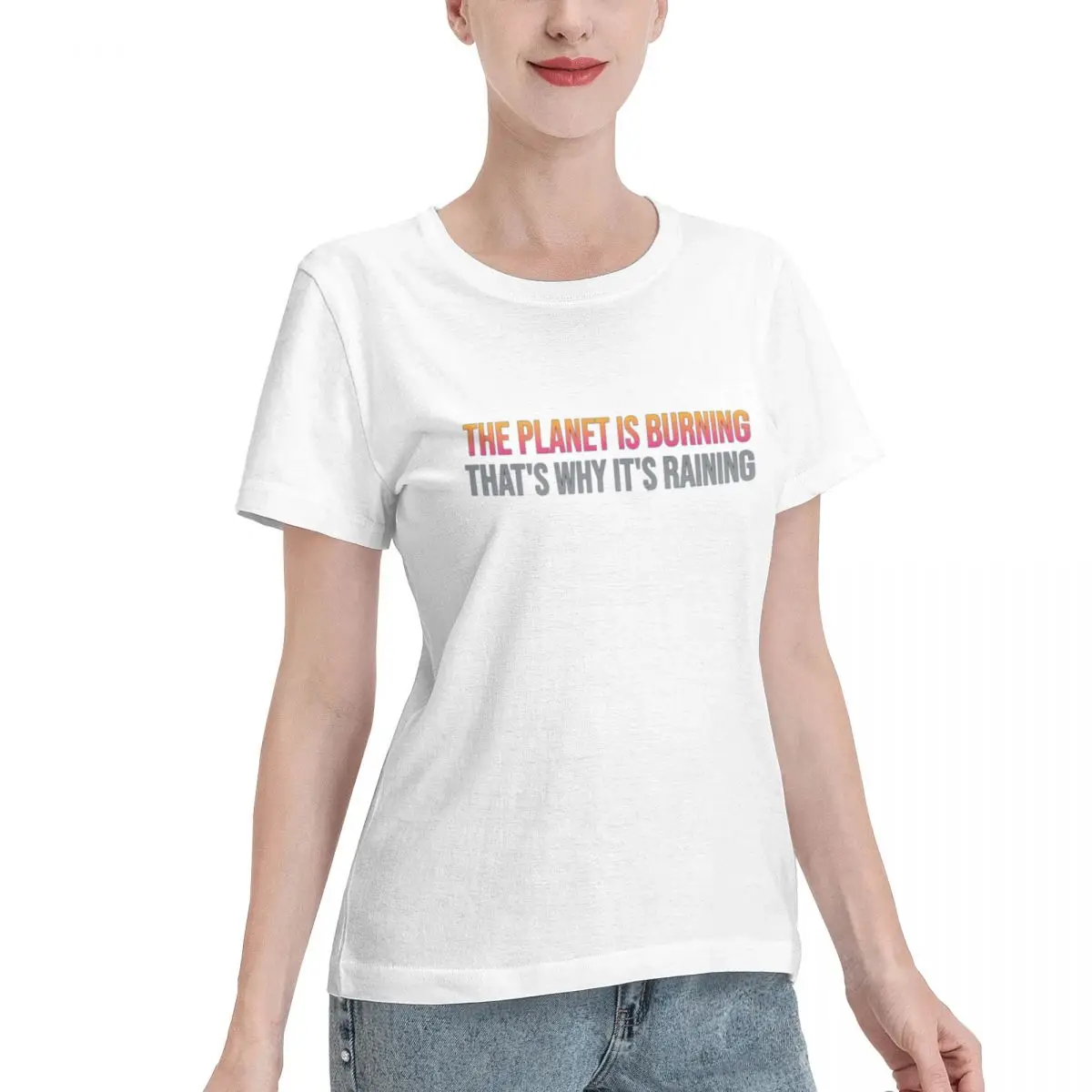 Best Seller The Planet Is Burning That S Why It S Raining Women's T-shirt Vintage Retro Casual Wear Tshirt