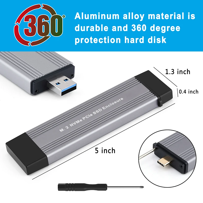 M.2 SSD Case NVMe USB Type-C Gen 2 10Gbps PCIe SSD Case M2 NVME Enclosure Disk Box Direct Insertion SSD Case 2230/2242/2260/2280
