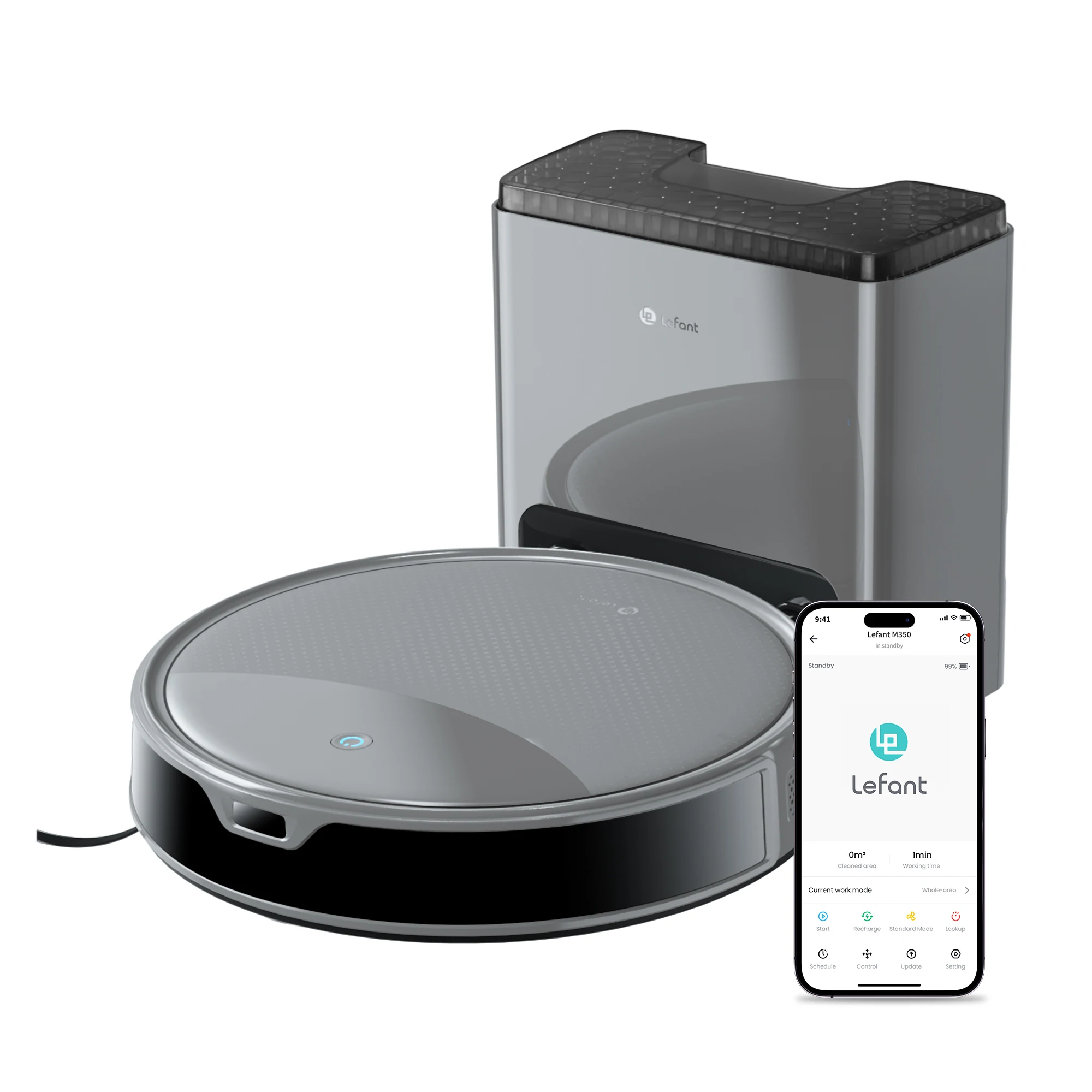 Lefant M350 MAX Robotstofzuiger en Dweilcombinatie, 190° PSD Obstakelvermijding, 10000 Pa Zuigkracht, Zelfopladend, voor Harde Vloeren, Tapijten, Huisdierhaar