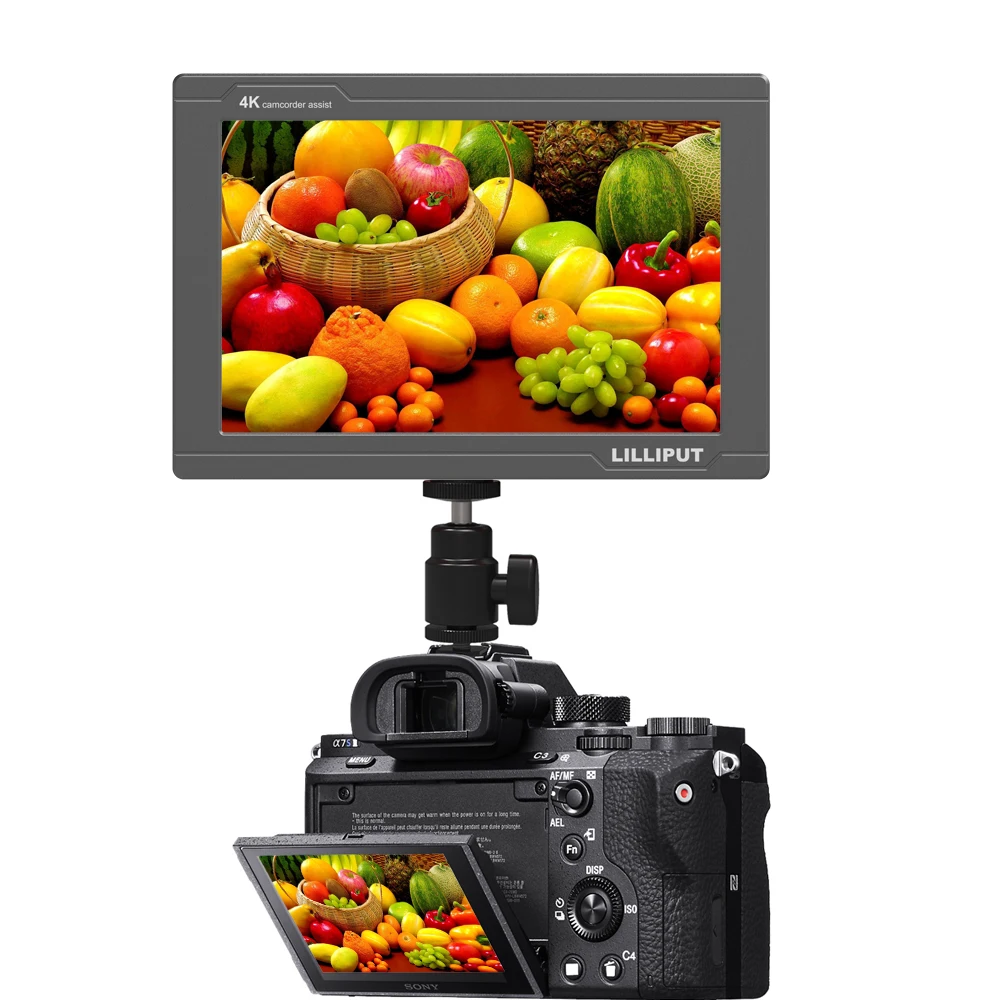 For F7S 7-Inch Full HD IPS LCD Panel 4K Camera Assistant Monitor HD-SDI for Input/Output LED Backlit 60MHz Refresh Rate