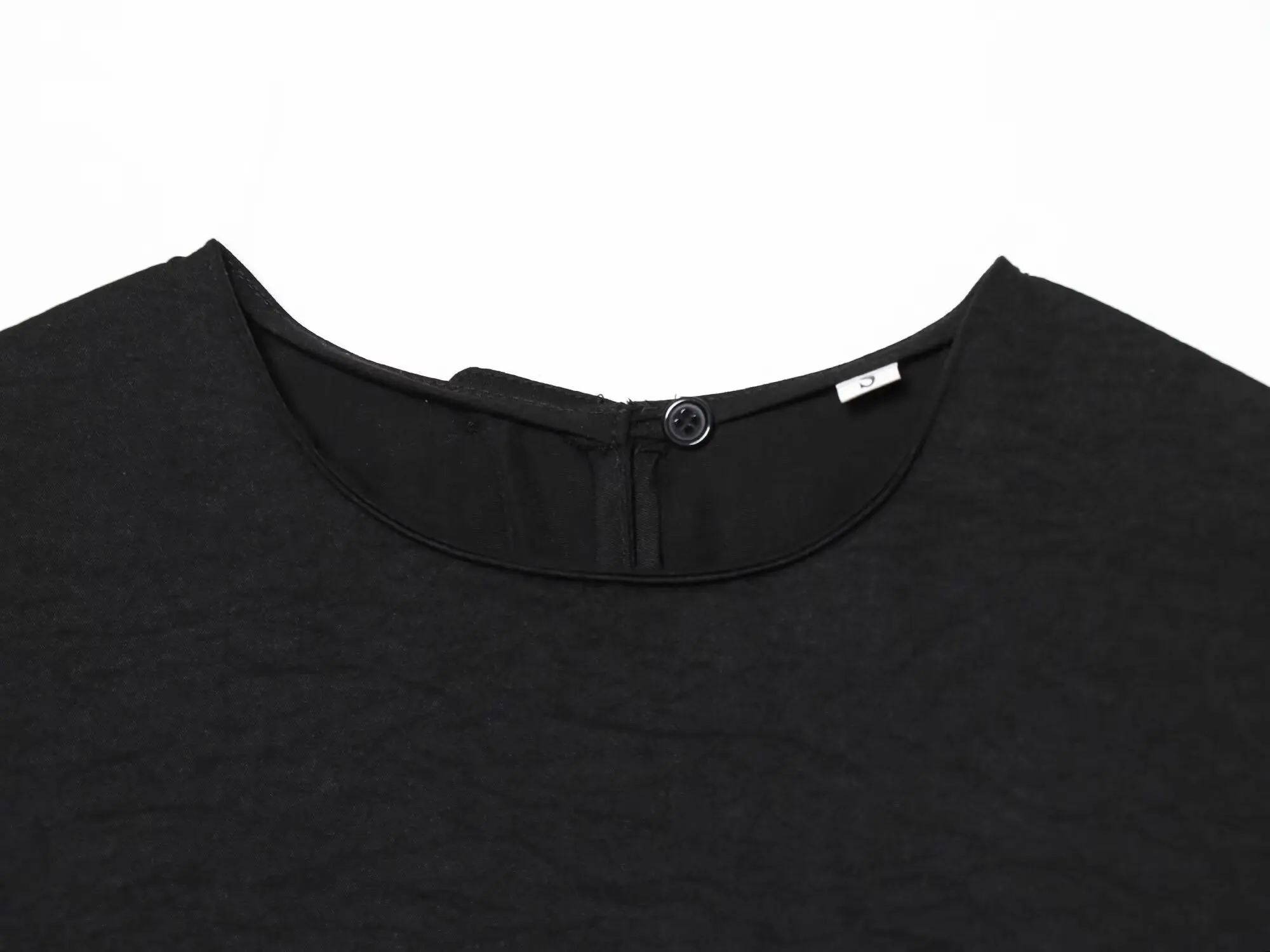 TFMLN Damen Einfarbiges Langes Kleid Rundhals Lange Ärmel Rüschenkanten-Dekoration Sommerkleidung Modische Elegante Schlanke Kleider – Detail 6