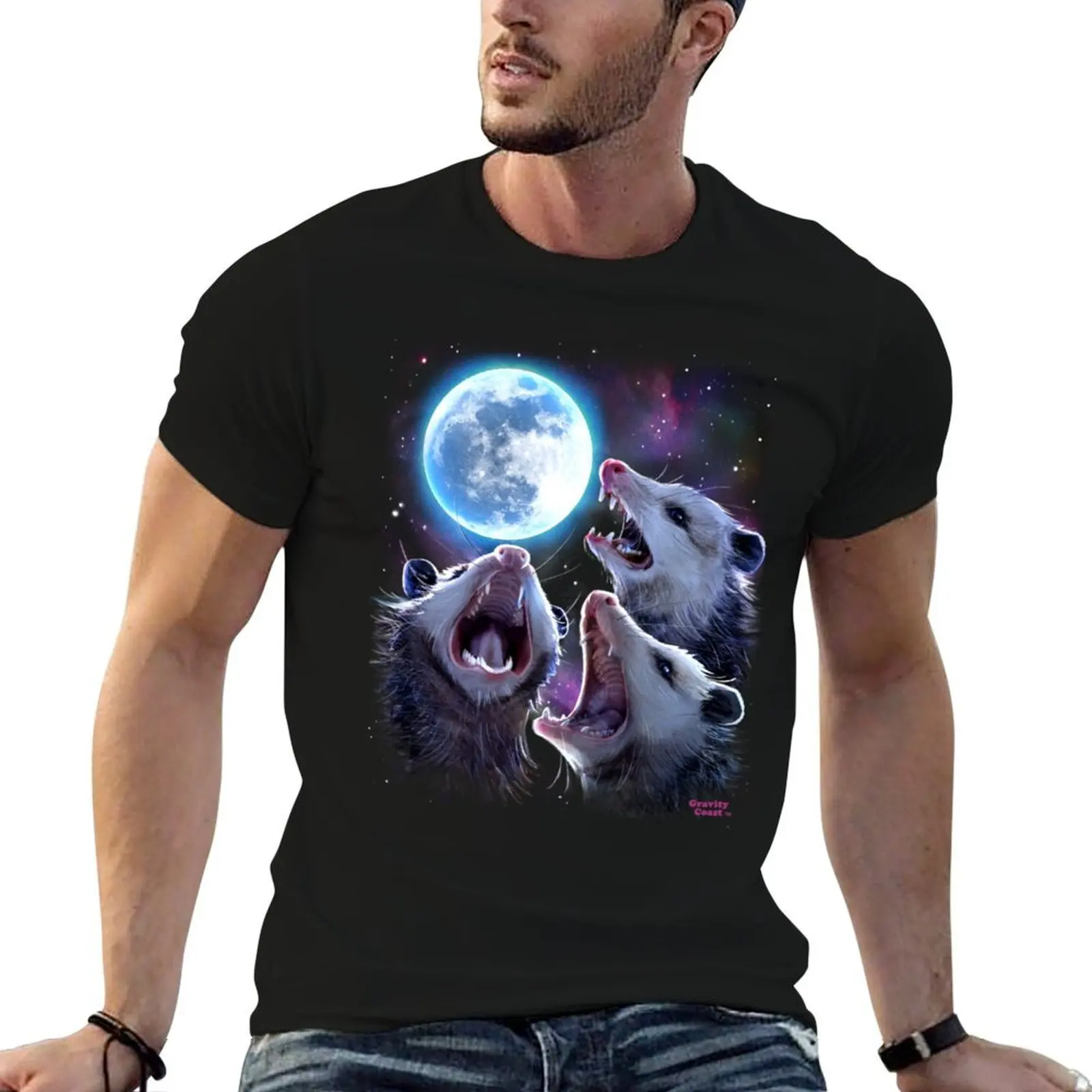 

Three Opossums Howling at the Moon Funny Possum T-Shirt t shirts for man pack white man tshirt T-Shirt