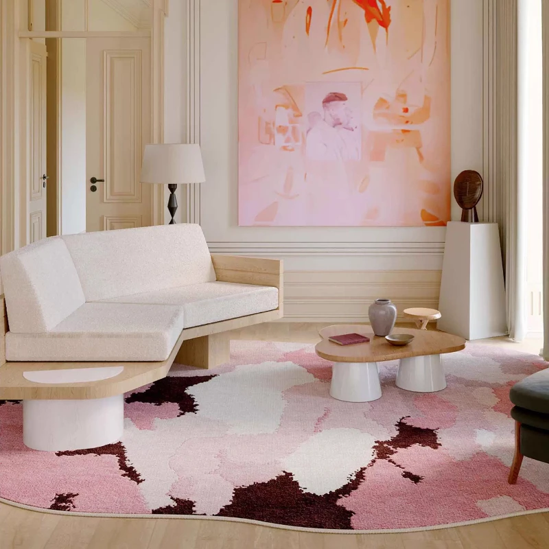 Irregular Shape Bedroom Decor Pink Carpet Leopard Pattern Carpets for Living Room Fluffy Soft Lounge Floor Mat Thick Plush Rug